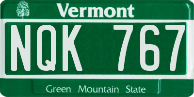 VT license plate NQK767