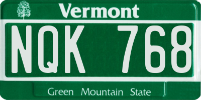 VT license plate NQK768