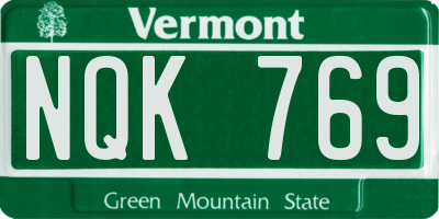 VT license plate NQK769