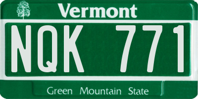 VT license plate NQK771
