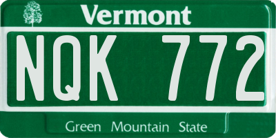 VT license plate NQK772