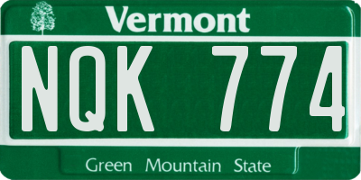 VT license plate NQK774