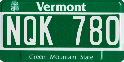 VT license plate NQK780