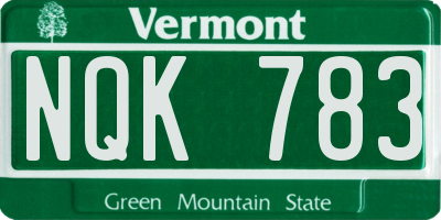VT license plate NQK783