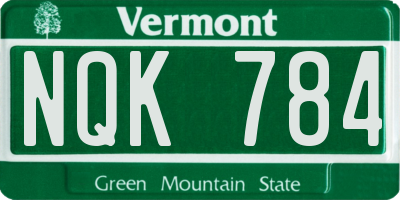 VT license plate NQK784