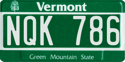 VT license plate NQK786