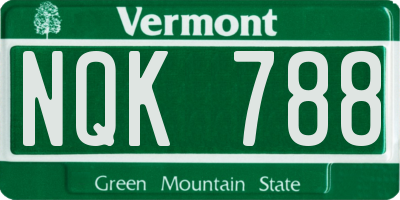 VT license plate NQK788
