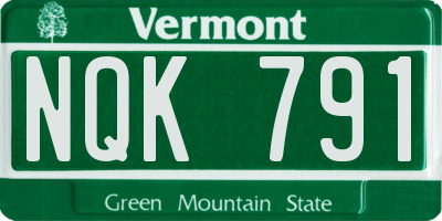 VT license plate NQK791