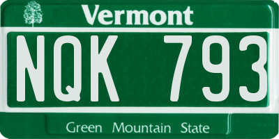 VT license plate NQK793