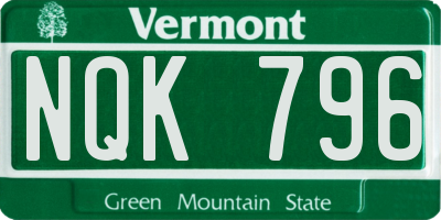 VT license plate NQK796