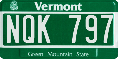VT license plate NQK797
