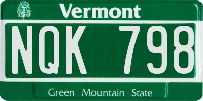 VT license plate NQK798