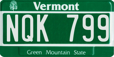 VT license plate NQK799