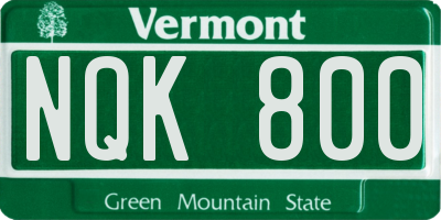 VT license plate NQK800