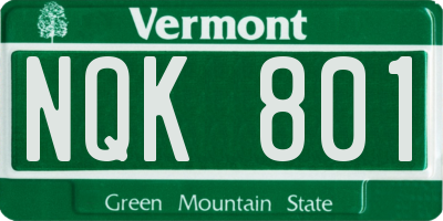 VT license plate NQK801