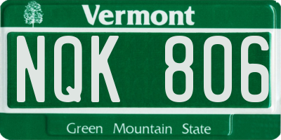 VT license plate NQK806