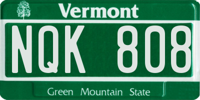 VT license plate NQK808