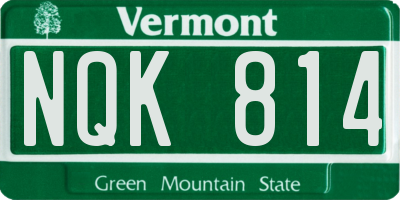 VT license plate NQK814
