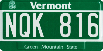 VT license plate NQK816
