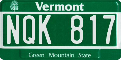 VT license plate NQK817