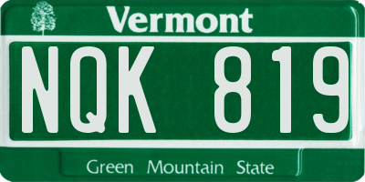 VT license plate NQK819