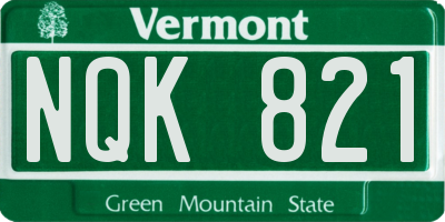 VT license plate NQK821