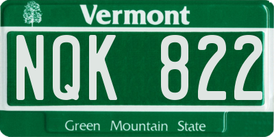 VT license plate NQK822