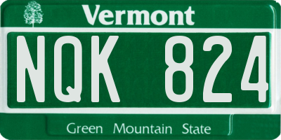 VT license plate NQK824