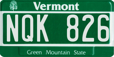 VT license plate NQK826