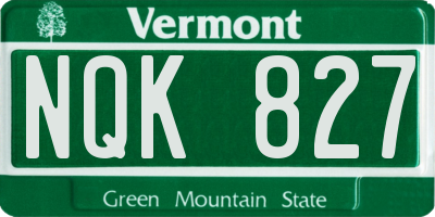 VT license plate NQK827