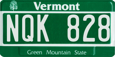 VT license plate NQK828