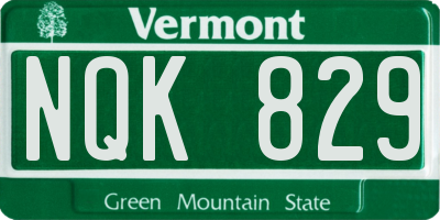 VT license plate NQK829