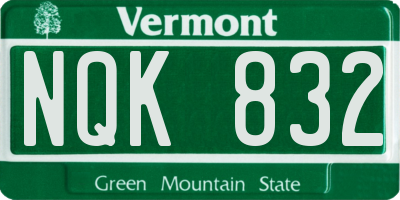 VT license plate NQK832