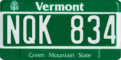 VT license plate NQK834