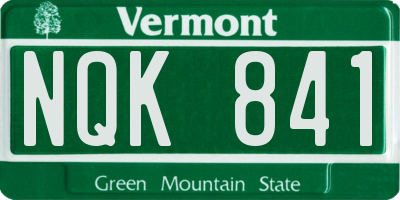 VT license plate NQK841