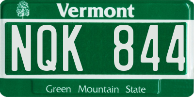 VT license plate NQK844