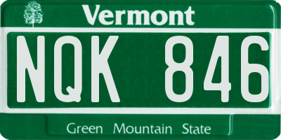 VT license plate NQK846