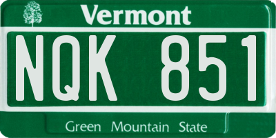 VT license plate NQK851