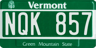VT license plate NQK857