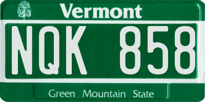 VT license plate NQK858