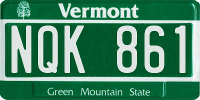 VT license plate NQK861