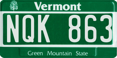 VT license plate NQK863