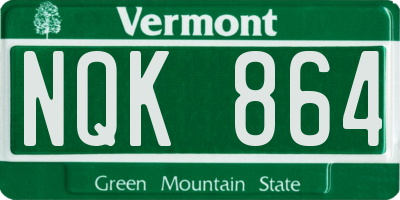 VT license plate NQK864