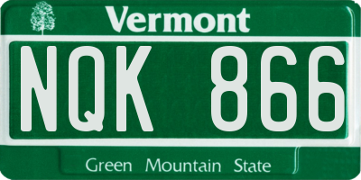 VT license plate NQK866