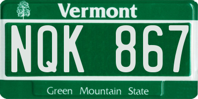 VT license plate NQK867
