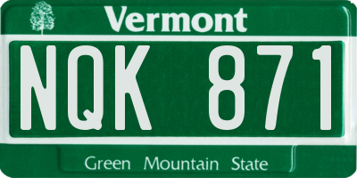 VT license plate NQK871