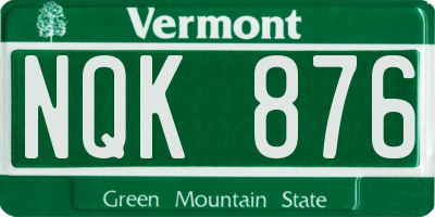 VT license plate NQK876