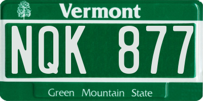 VT license plate NQK877