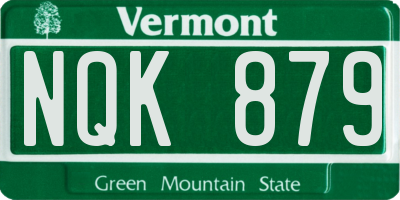 VT license plate NQK879