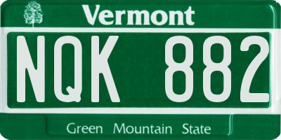 VT license plate NQK882